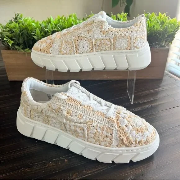 FREE PEOPLE Catch Me If You Can Crochet Platform Sneaker in Natural Size 9.5 NEW - Picture 4 of 15